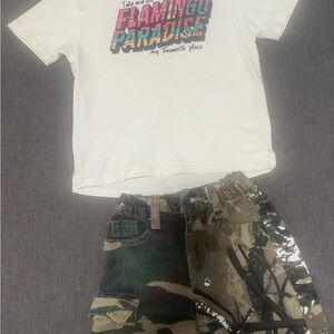 ZARA Graphic Tee and Camouflage Shorts Set 3-4T